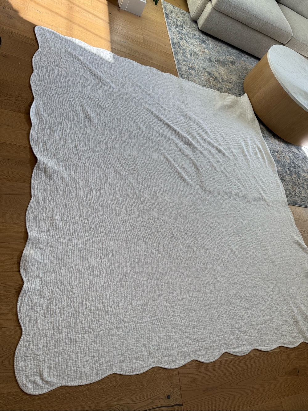 White Textured Quilt Coverlet 84x90 Full Queen Farmhouse Cottage Bedding Throw - Picture 3 of 6